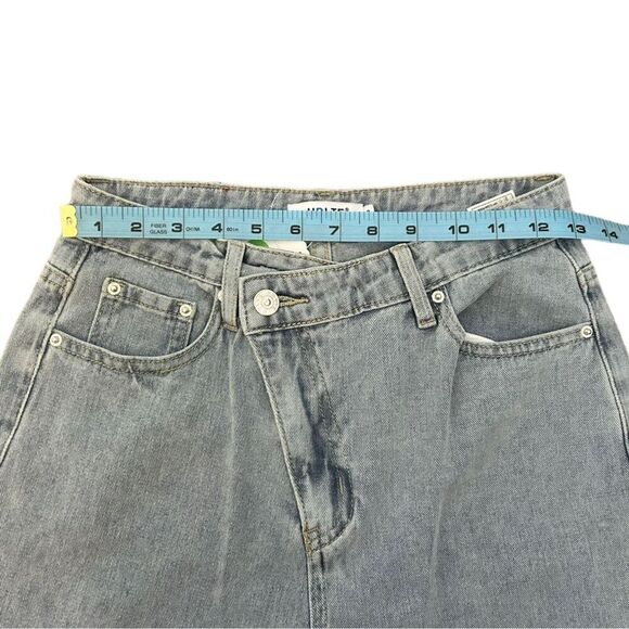HDLTE Women Wide Leg Jeans High Waist Baggy Asymmetrical Waist Jeans Size Small - Picture 13 of 14